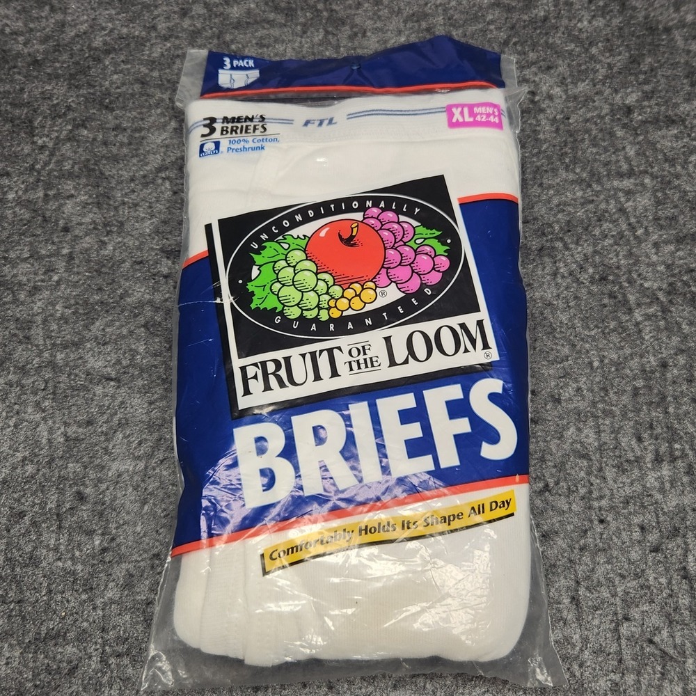 Fruit of the Loom Vintage 1996 White Cotton Briefs Underwear Tighties XL NOS